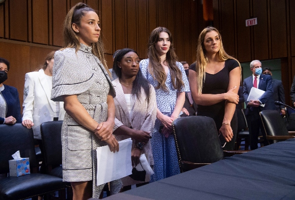 United States gymnasts from left, Aly Raisman, Simone Biles, McKayla Maroney and Maggie Nichols