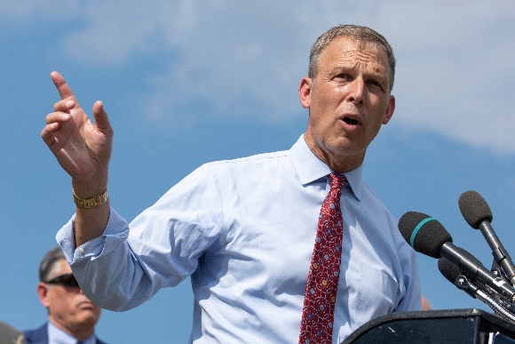 Rep. Scott Perry, R-Pa., takes a question from a reporter at a news conference