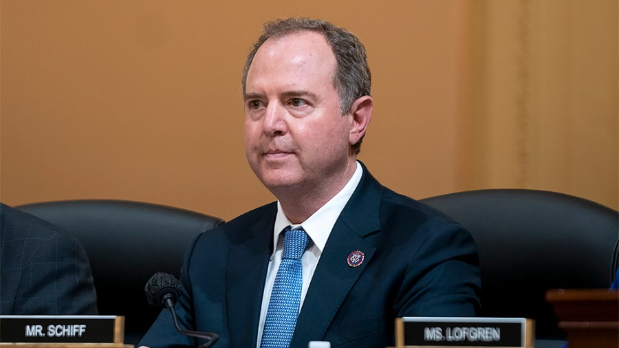 Rep. Adam Schiff (D-Calif.) is seen during a business meeting of the Jan. 6 House Select Committee on Wednesday, December 1, 2021 to consider Jeffrey Clark, a former Justice Department official in the Trump administration, in contempt of Congress.