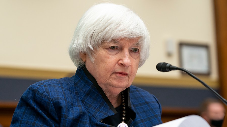 Treasury Secretary Janet Yellen reads her notes during a House Financial Services Committee oversight hearing of the Treasury Department's and Federal Reserve's Pandemic Response on Wednesday, December 1, 2021.