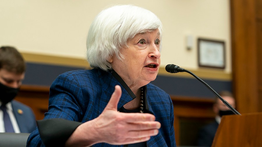 Treasury Secretary Janet Yellen answers questions during a House Financial Services Committee oversight hearing of the Treasury Department's and Federal Reserve's Pandemic Response on Wednesday, December 1, 2021.