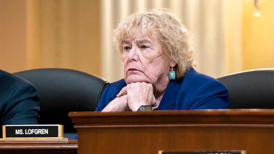 Rep. Zoe Lofgren (D-Calif.) is seen during a business meeting of the Jan. 6 House Select Committee on Wednesday, December 1, 2021 to consider Jeffrey Clark, a former Justice Department official in the Trump administration, in contempt of Congress.