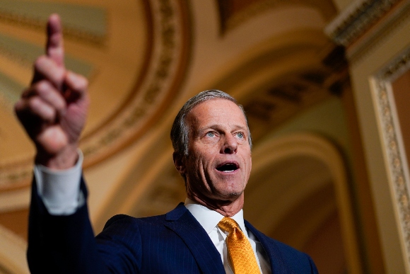 Sen. John Thune, R-S.D., speaks during a news conference on Capitol Hill