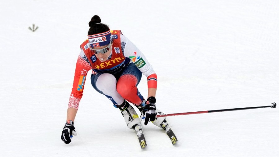 Norway's Heidi Weng pushes to the finish during the women's Mass Start Free 10km event