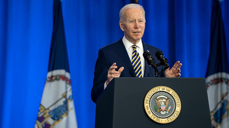 President Biden gives remarks to discuss lowering healthcare and prescription drug cost at Germanna Community College in Culpepper, Va., on Thursday, February 10, 2022.