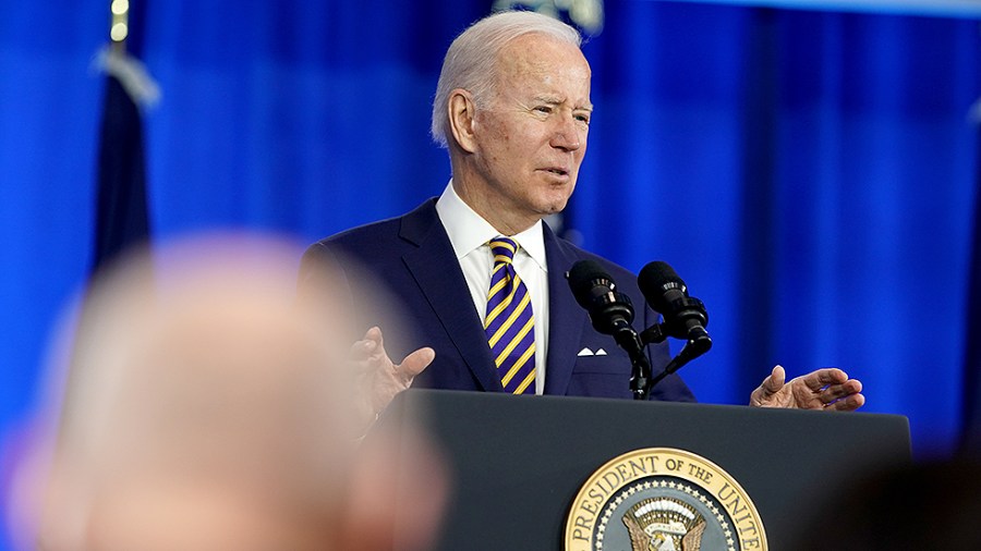 President Biden gives remarks to discuss lowering healthcare and prescription drug cost at Germanna Community College in Culpepper, Va., on Thursday, February 10, 2022.