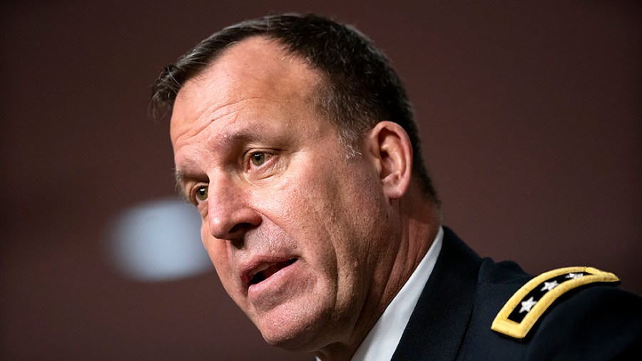 Lieutenant General Michael Kurilla answers questions during his Senate Armed Services Committee nomination hearing to be the next Central Command Commander on Tuesday, February 8, 2022.