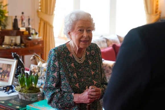 Queen Elizabeth II speaks during an audience at Windsor Castle