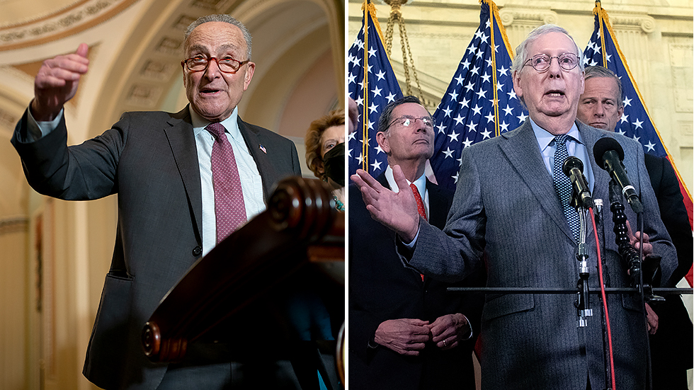 Majority Leader C Schumer (D-N.Y.) and Minority Leader M McConnell (R-Ky.)