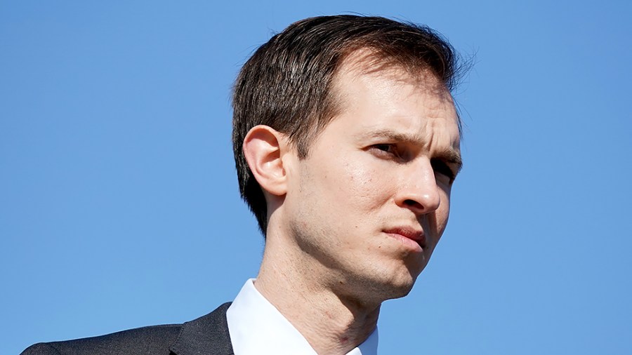 Rep. Jake Auchincloss (D-Mass.) is seen during a press conference on Tuesday, February 8, 2022 to discuss the Protect Children Through Safe Gun Ownership Act.