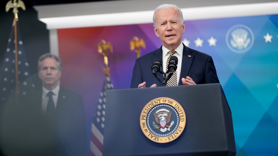 President Joe Biden speaks about additional security assistance that his administration will provide to Ukraine