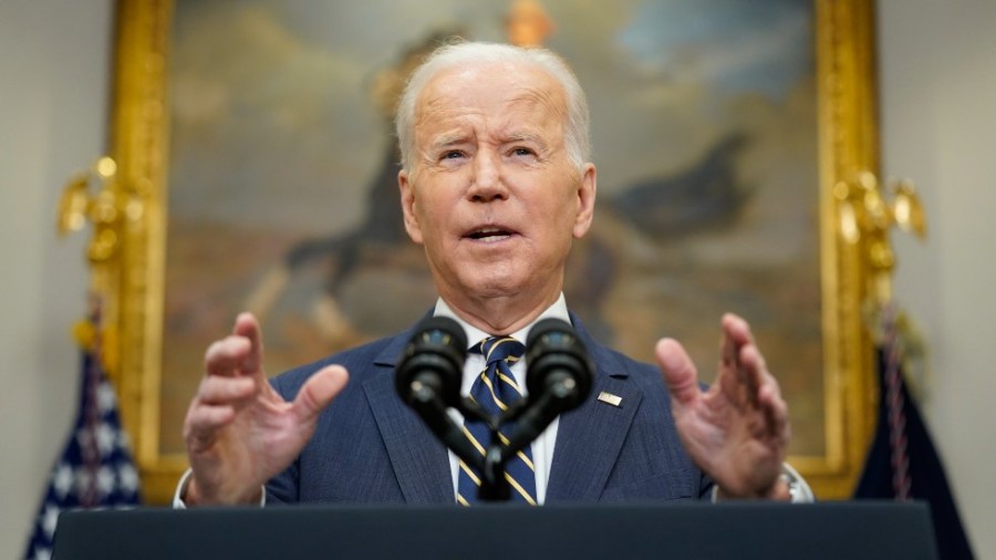 President Joe Biden announces that along with the European Union and the Group of Seven countries, the U.S. will move to revoke "most favored nation" trade status for Russia