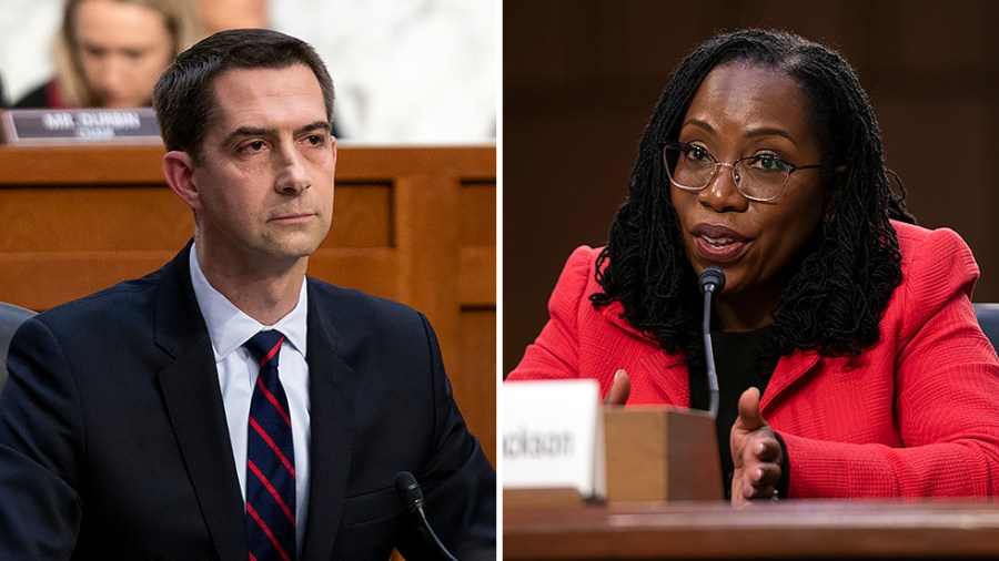 Sen. Tom Cotton (R-Ark.) and Supreme Court nominee Ketanji Brown Jackson