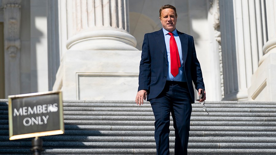 Rep. Pat Fallon (R-Texas) leaves the House Chamber following the final vote of the week regarding the Creating a Respectful and Open World for Natural Hair Act on Friday, March 18, 2022.