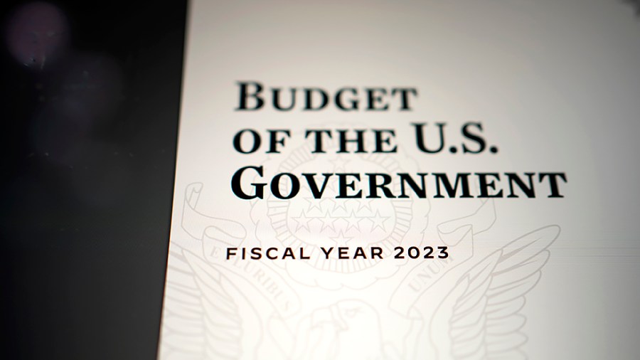 A pdf of President Biden’s FY 2023 budget is seen on a computer on Monday, March 28, 2022 at the U.S. Capitol.