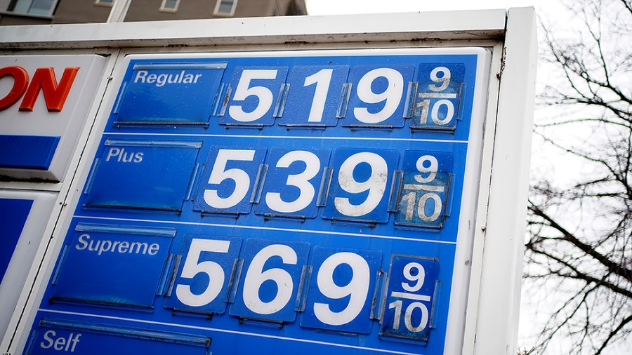 Gas prices are seen at an Exxon near Capitol Hill in Washington, D.C., on Wednesday, March 9, 2022. With the invasion of Ukraine and other factors, gas prices have soared to prices not seen since 2008.