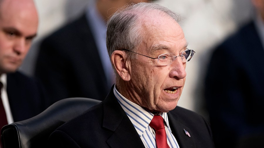 Sen. Chuck Grassley (R-Iowa) asks questions of Supreme Court nominee Ketanji Brown Jackson during the second day her Senate Judiciary Committee confirmation hearing on Tuesday, March 22, 2022.