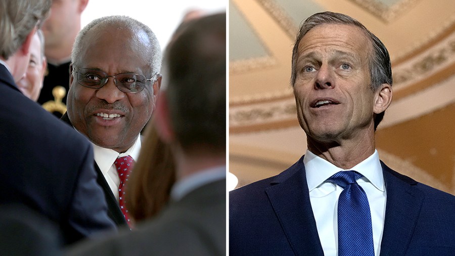 Justice Clarence Thomas and Sen. John Thune (R-S.D.)