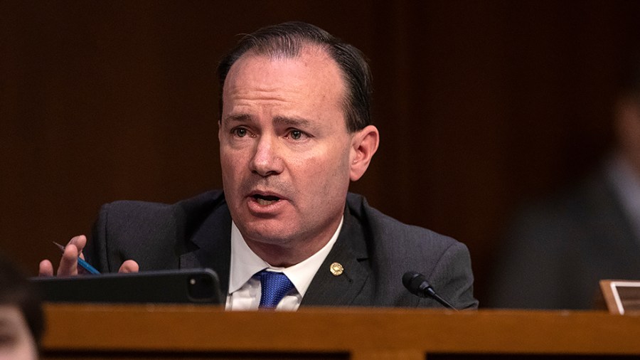 Sen. Mike Lee (R-Utah) asks questions of Supreme Court nominee Ketanji Brown Jackson during the third day of her Senate Judiciary Committee confirmation hearing on Wednesday, March 23, 2022.