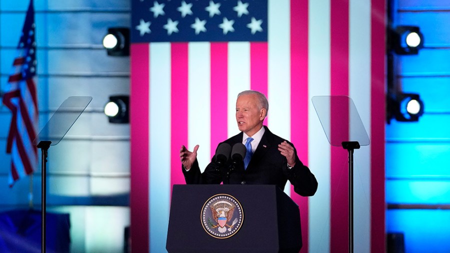 President Biden delivers a speech at the Royal Castle in Warsaw, Poland.