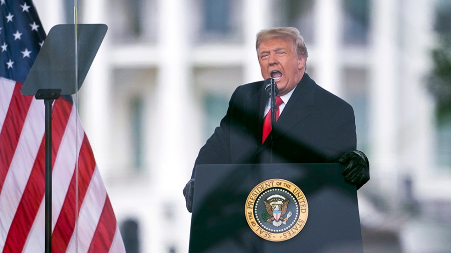 Former President Trump speaks during a rally