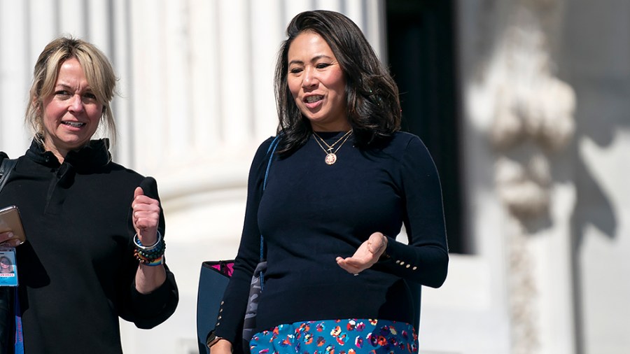 Rep. Stephanie Murphy (D-Fla.) leaves the House Chamber following the final vote of the week regarding the Creating a Respectful and Open World for Natural Hair Act on Friday, March 18, 2022.