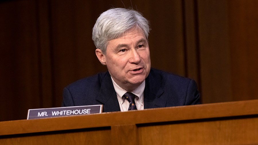 Sen. Sheldon Whitehouse (D-R.I.) gives an opening statement during a Senate Judiciary Committee confirmation hearing of Supreme Court nominee Ketanji Brown Jackson on Monday, March 21, 2022.