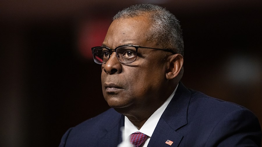 Secretary of Defense Lloyd Austin delivers his opening remarks to the Senate Armed Services Committee during a hearing held to examine the Department of Defense 2023 Fiscal Year budget and the Future Years Defense Program in the Dirksen Senate Office Building in Washington, D.C. on Thursday, April 7, 2022.