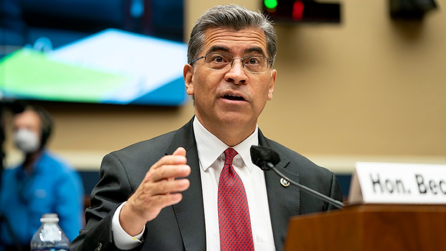 Secretary of Health and Human Services Xavier Becerra answers questions during a House Energy and Commerce Subcommittee on Health hearing to discuss the President’s FY 2023 budget for the department on Wednesday, April 27, 2022.