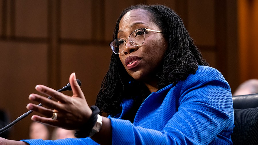 Supreme Court nominee Ketanji Brown Jackson answers questions from Sen. Josh Hawley (R-Mo.) during the third day of her Senate Judiciary Committee confirmation hearing on Wednesday, March 23, 2022.