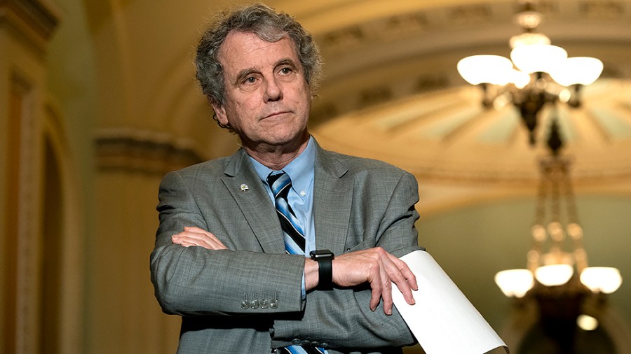 Sen. Sherrod Brown (D-Ohio) is seen during a press conference following the weekly policy luncheon on Tuesday, March 22, 2022.