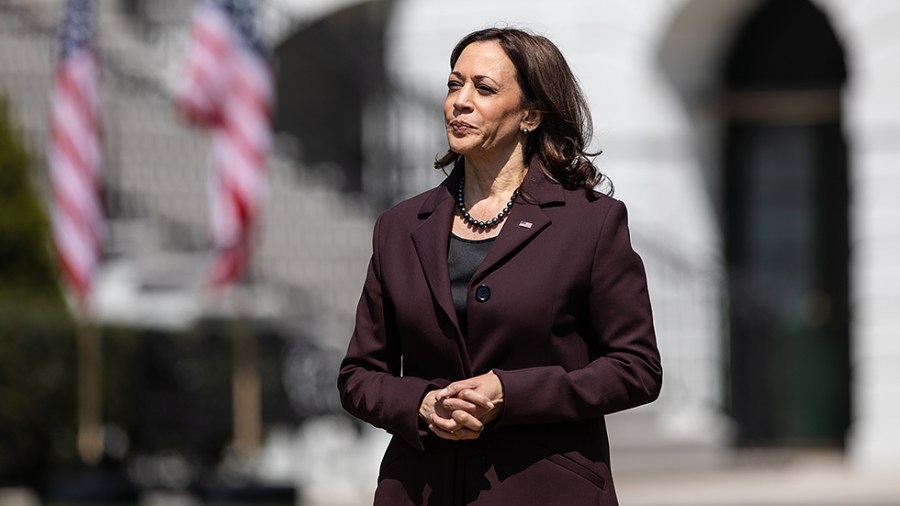 Vice President Harris is seen during an event to commemorate the confirmation of Judge Ketanji Brown Jackson to the Supreme Court on the South Lawn of the White House on Friday, April 8, 2022.