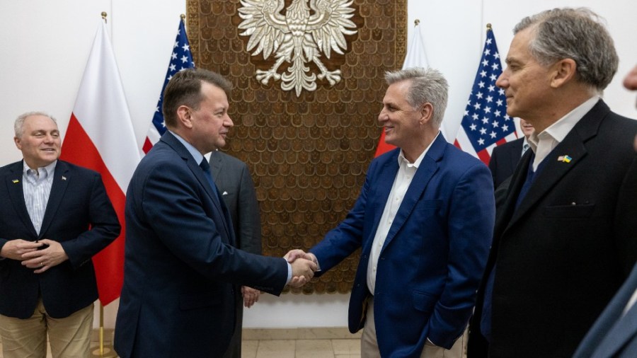 Poland's defense minister welcomes McCarthy and U.S. lawmakers to his residence in Warsaw