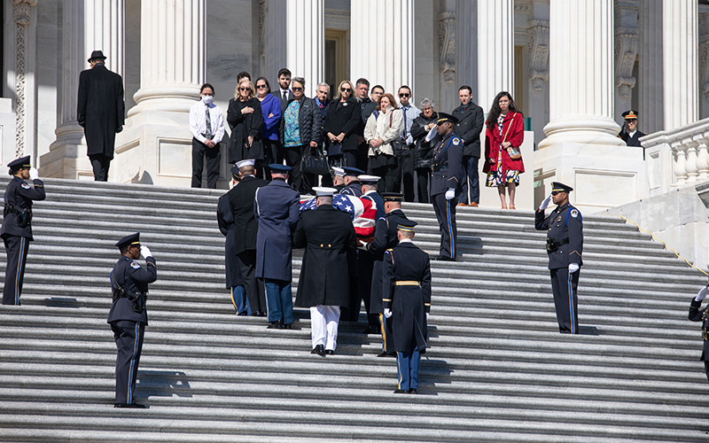 Casket of former Rep. Don Young is carried on the Capitol steps