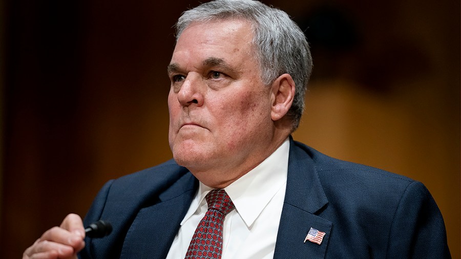 IRS Commissioner Charles Rettig is seen during a Senate Finance Committee hearing on Thursday, April 7, 2022 to discuss the President's FY 2023 departmental budget request and the 2022 tax filing season.