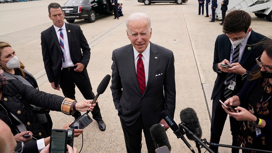 President Biden speaks to the media