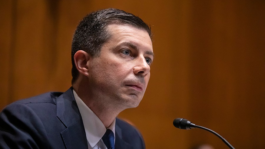 Secretary of Transportation Pete Buttigieg answers questions from senators on the Transportation, Housing and Urban Development, and Related Agencies Subcommittee regarding the 2023 Fiscal Year budget request for the Department of Transportation on Thursday, April 28, 2022.