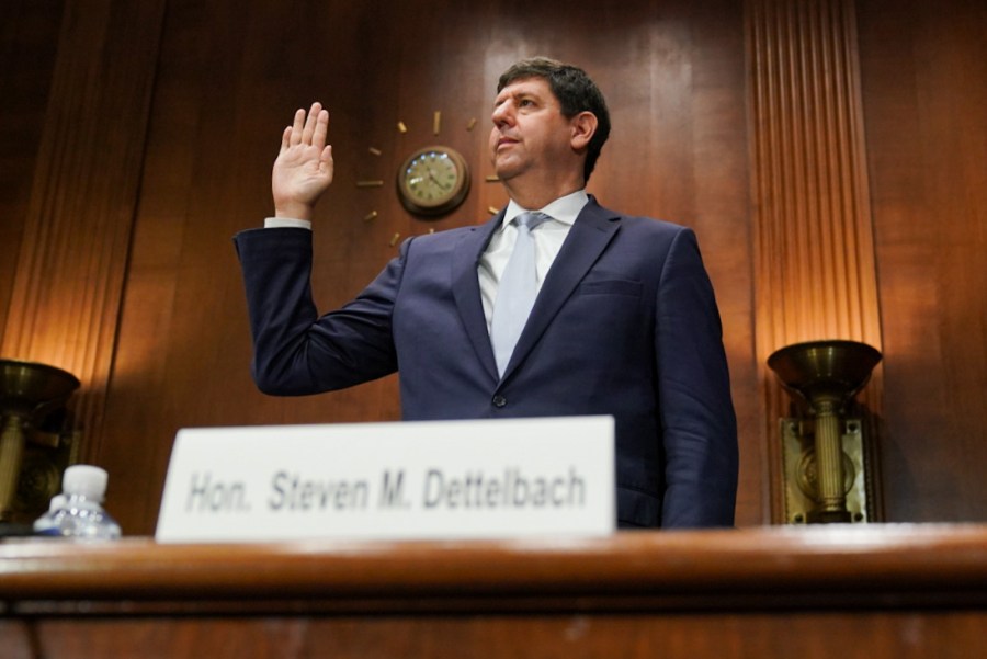 President Biden's nominee to lead the ATF, Steve Dettelbach, at his confirmation hearing.