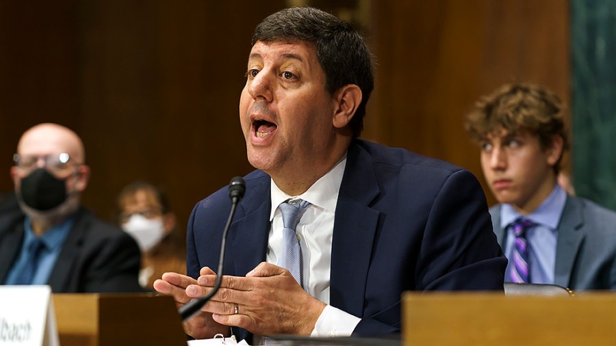 Nominee for ATF Director Steven Dettelbach answers questions during his Senate Judiciary Committee nomination hearing on Wednesday, May 25, 2022.