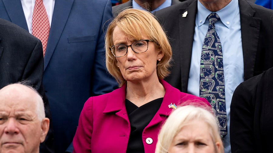 Sen. Maggie Hassan (D-N.H.) is seen during a press event on Tuesday, May 3, 2022 to discuss the leaked opinion from Justice Alito striking down Roe vs. Wade.