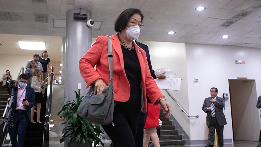 Sen. Mazie Hirono (D-Hawaii) walks beneath the U.S. Capitol on Tuesday, May 24, 2022.