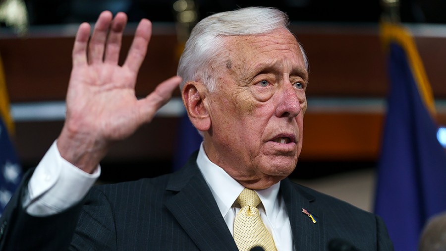 House Majority Leader Steny Hoyer (D-Md.) addresses reporters during a press conference on Tuesday, May 17, 2022 to discuss legislation to improve production of baby formula as the national shortage continues.