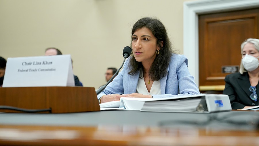 Lina Khan, Commissioner of the Federal Trade Commission, answers questions during a House Appropriations Subcommittee Financial Services and General Government hearing on Wednesday, May 18, 2022 to examine the President's FY 2023 budget request for the Federal Trade Commission and the Securities and Exchange Commission.