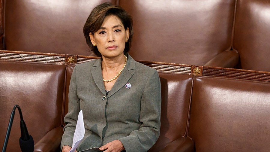 Rep.Young Kim (R-Calif.) is seen before Greek Prime Minister Kyriakos Mitsotakis gives an address to a joint session of Congress on Tuesday, May 17, 2022.