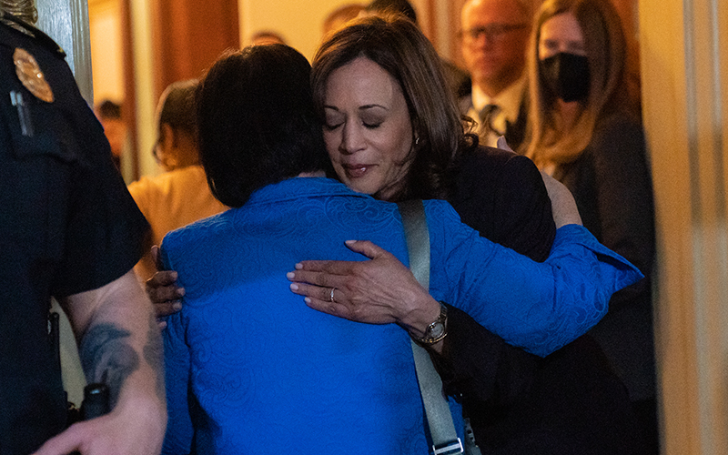 Vice President Harris hugs Sen. Mazie Hirono