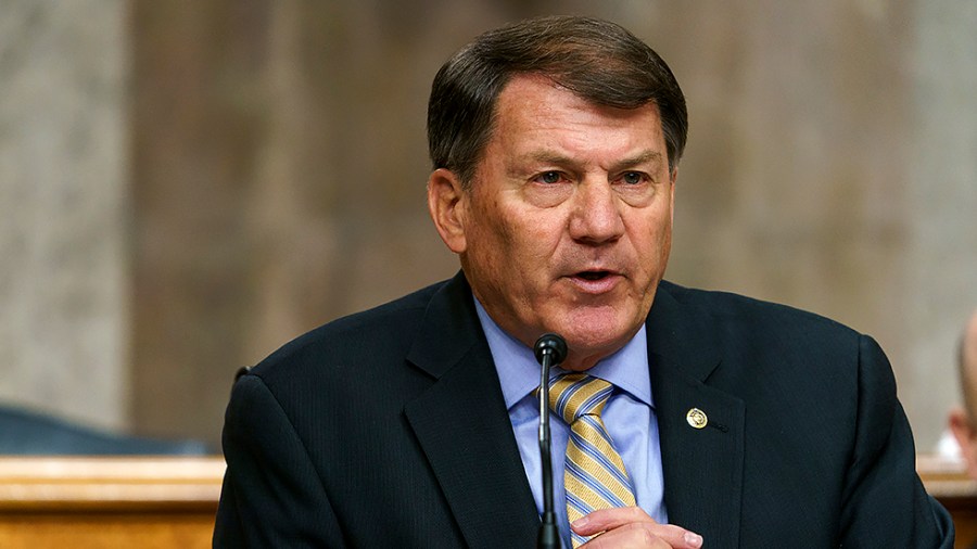 Sen. Mike Rounds (R-S.D.) is seen during a Senate Armed Services Committee hearing with Director of National Intelligence Avril Haines and Lieutenant General Scott Berrier, Director, Defense Intelligence Agency to discuss worldwide threats on Tuesday, May 10, 2022