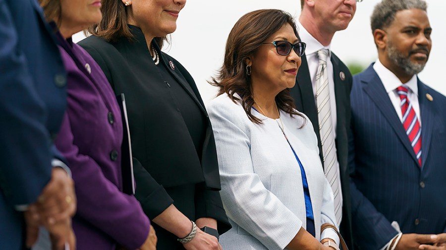 Rep. Norma Torres (D-Calif.) is seen during a press conference on Wednesday, May 18, 2022 to celebrate 25 years of the New Democrat Coalition.