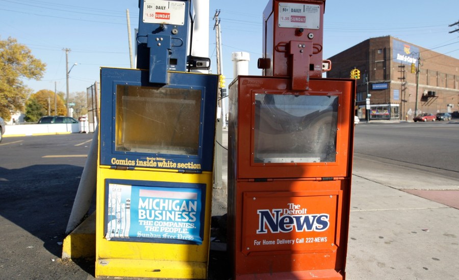 Empty newspaper stands