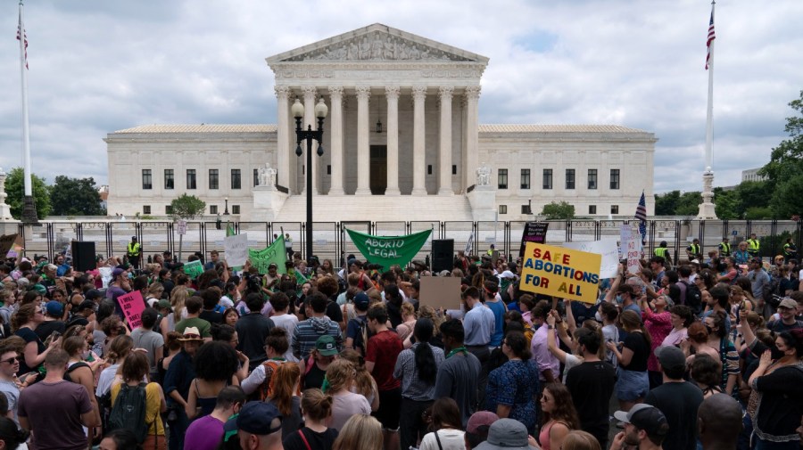 Abortion rights activists protest outside the Supreme Court in Washington