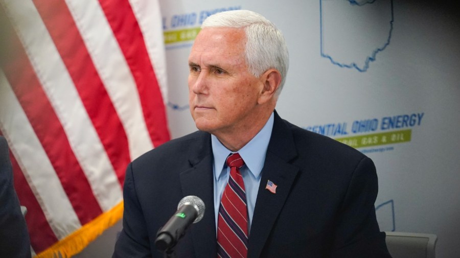 Former Vice President Mike Pence attends the Gas Energy Education Program roundtable discussion at Enerfab, Thursday, June 16, 2022